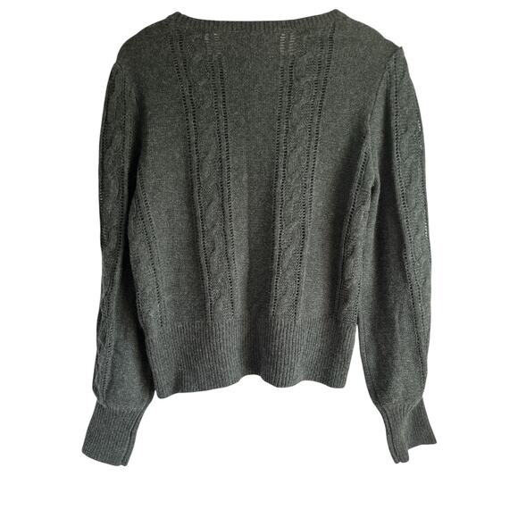 Sundance Medium Cashmere Wool Blend Boho Floral Cable Knit Embroidered Sweater - Picture 5 of 8